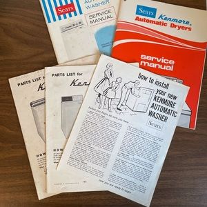 Vintage Sears Kenmore Automatic Washer and Dryer Service Repair Manual Bundle